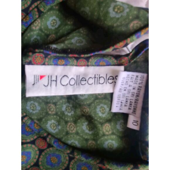 Y2K Boho Blouse - Vintage Green Paisley Round Neck Size 10 JH Collectibles - Picture 7 of 9